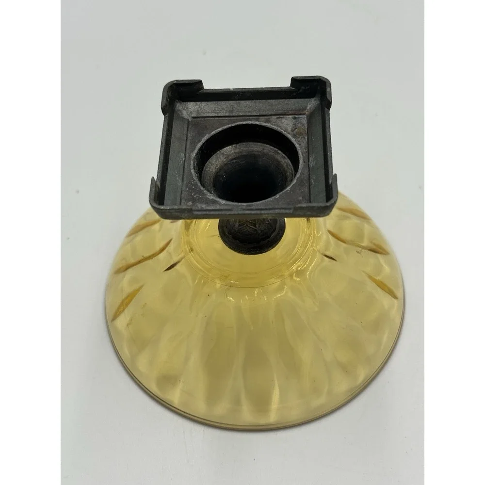 Amber Glass Compote Pedestal Bowl w/Metal Base 10